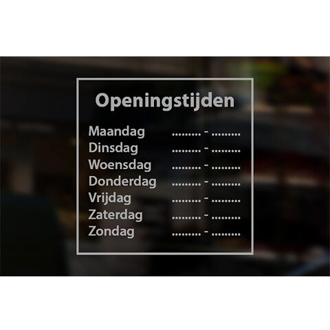 Openingstijden sticker zilver